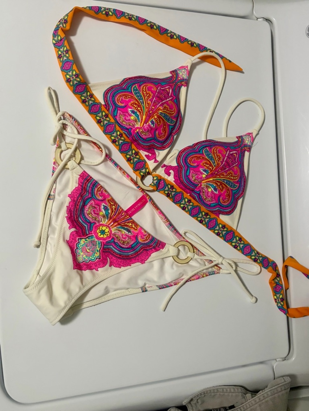 Bikini Swimsuit White & Hot Pink